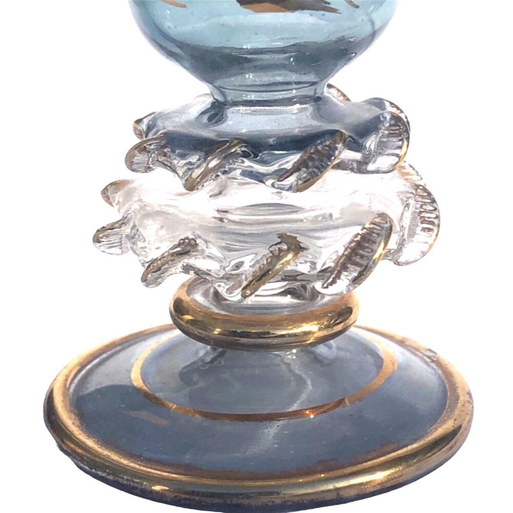 Vintage Handblown Gilded Iridescent Cut Glass Perfume Bottle with Stopper - Picture 9 of 10